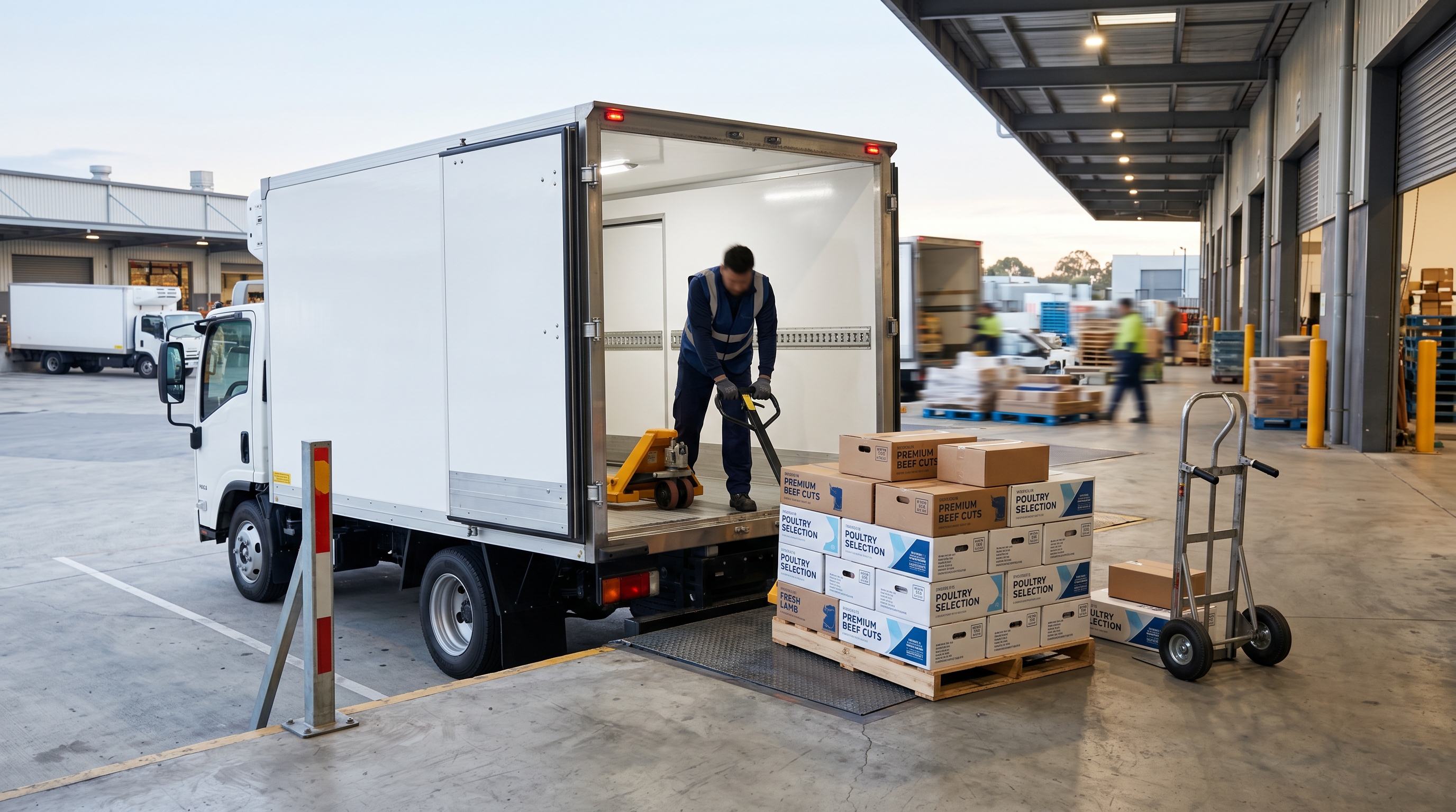 Loading halal meat shipments at the distribution dock