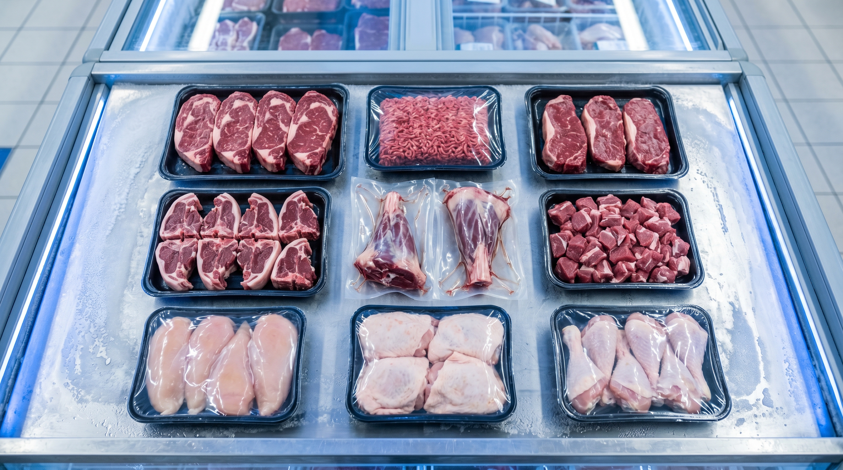 Fresh and frozen halal products in cold storage